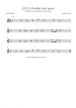 Harpa Cristã (257) O Perdão Sem Igual score for Clarinet (Bb)