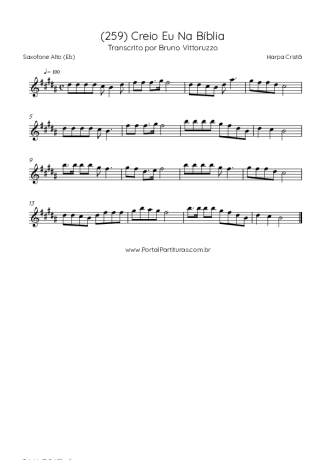 Harpa Cristã (259) Creio Eu Na Bíblia score for Alto Saxophone