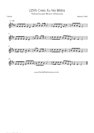 Harpa Cristã (259) Creio Eu Na Bíblia score for Violin