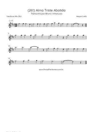 Harpa Cristã (261) Alma Triste Abatida score for Alto Saxophone
