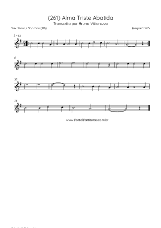 Harpa Cristã (261) Alma Triste Abatida score for Tenor Saxophone Soprano (Bb)