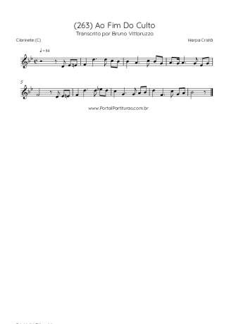 Harpa Cristã (263) Ao Fim Do Culto score for Clarinet (C)