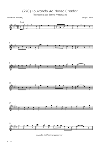 Harpa Cristã (270) Louvando Ao Nosso Criador score for Alto Saxophone