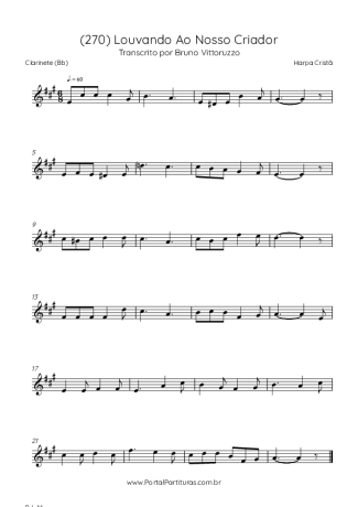 Harpa Cristã (270) Louvando Ao Nosso Criador score for Clarinet (Bb)