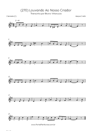 Harpa Cristã (270) Louvando Ao Nosso Criador score for Clarinet (C)