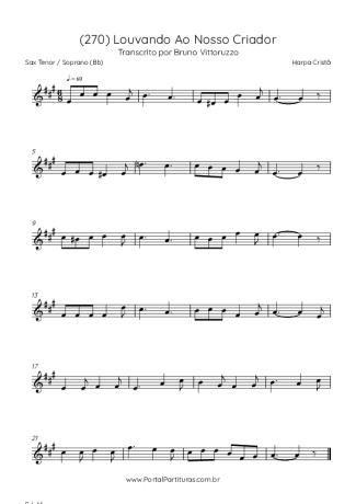 Harpa Cristã (270) Louvando Ao Nosso Criador score for Tenor Saxophone Soprano (Bb)