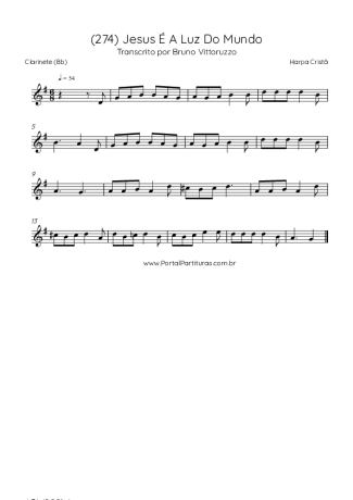 Harpa Cristã (274) Jesus É A Luz Do Mundo score for Clarinet (Bb)