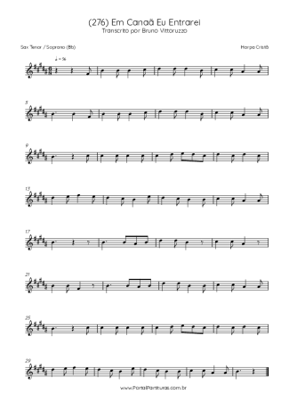 Harpa Cristã (276) Em Canaã Eu Entrarei score for Tenor Saxophone Soprano (Bb)