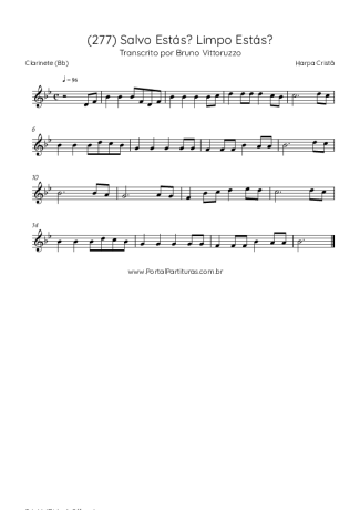 Harpa Cristã (277) Salvo Estás Limpo Estás score for Clarinet (Bb)
