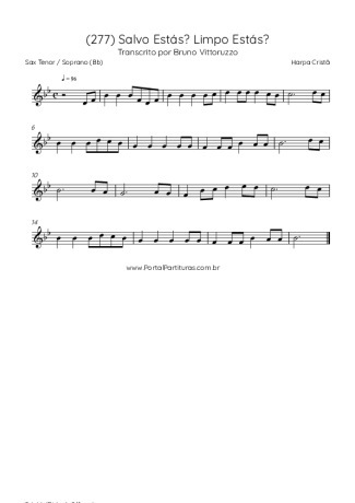 Harpa Cristã (277) Salvo Estás Limpo Estás score for Tenor Saxophone Soprano (Bb)