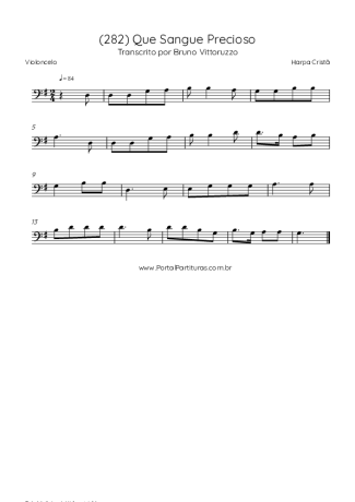 Harpa Cristã (282) Que Sangue Precioso score for Cello