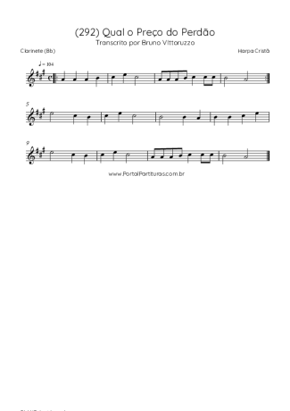Harpa Cristã (292) Qual O Preço Do Perdão score for Clarinet (Bb)