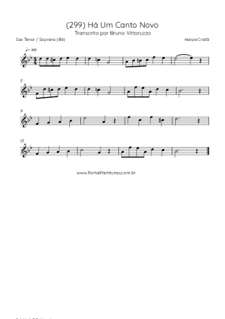 Harpa Cristã (299) Há Um Canto Novo score for Tenor Saxophone Soprano (Bb)