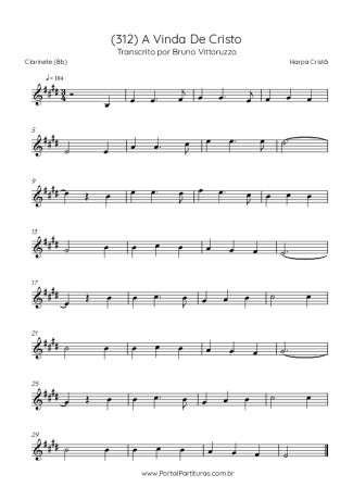 Harpa Cristã (312) A Vinda De Cristo score for Clarinet (Bb)