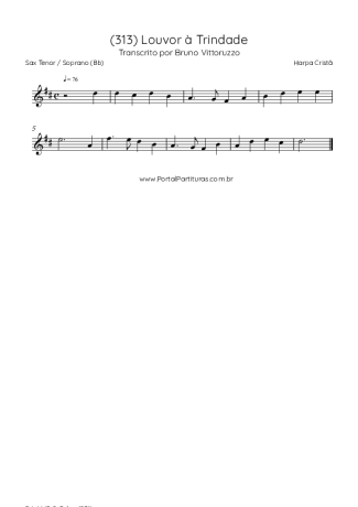 Harpa Cristã (313) Louvor à Trindade score for Tenor Saxophone Soprano (Bb)