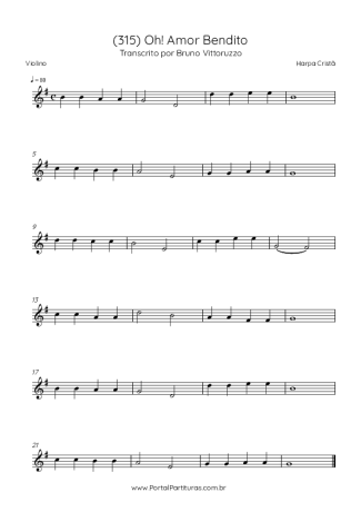 Harpa Cristã (315) Oh! Amor Bendito score for Violin