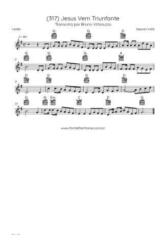 Harpa Cristã (317) Jesus Vem Triunfante score for Acoustic Guitar