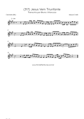 Harpa Cristã (317) Jesus Vem Triunfante score for Clarinet (Bb)