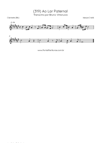 Harpa Cristã (319) Ao Lar Paternal score for Clarinet (Bb)