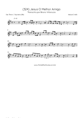 Harpa Cristã (324) Jesus O Melhor Amigo score for Tenor Saxophone Soprano (Bb)