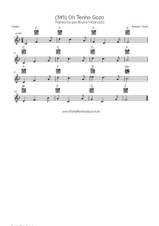 Harpa Cristã (345) Oh Tenho Gozo score for Acoustic Guitar