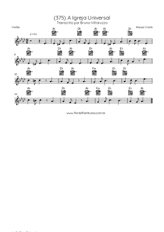 Harpa Cristã (375) A Igreja Universal score for Acoustic Guitar