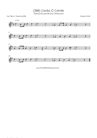 Harpa Cristã (388) Canta Ó Crente score for Tenor Saxophone Soprano (Bb)