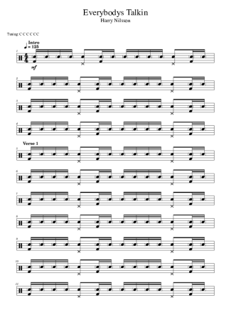 Harry Nilsson Everybody´s Talkin´ score for Drums