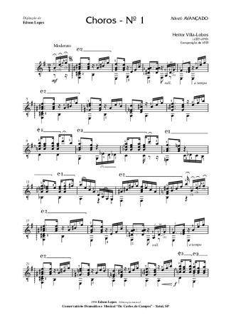 Heitor Villa-Lobos Choros Nr 1 score for Acoustic Guitar