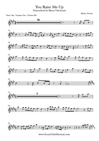 Helene Fischer You Raise Me Up score for Tenor Saxophone Soprano (Bb)