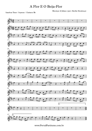 Henrique e Juliano A Flor e o Beija-Flor score for Tenor Saxophone Soprano (Bb)