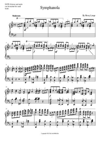 Henry Lange Symphanola score for Piano
