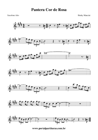 Henry Mancini A Pantera Cor de Rosa (The Pink Panther Theme) score for Alto Saxophone