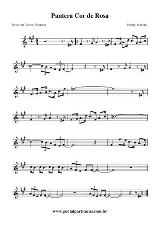 Henry Mancini A Pantera Cor de Rosa (The Pink Panther Theme) score for Tenor Saxophone Soprano (Bb)