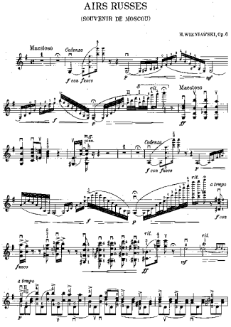 Henryk Wieniawski Airs Russes score for Violin