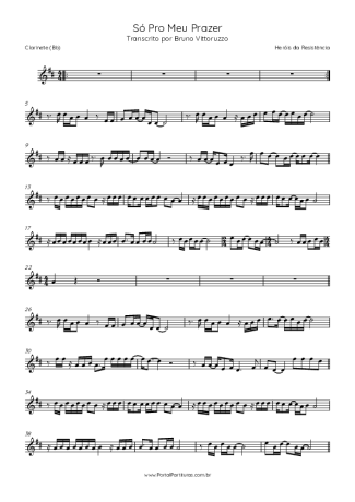 Heróis da Resistência Só Pro Meu Prazer score for Clarinet (Bb)