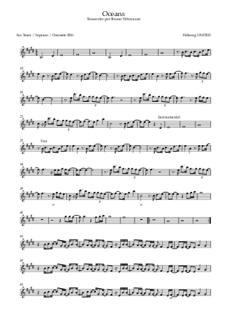 Hillsong United Oceans score for Tenor Saxophone Soprano (Bb)