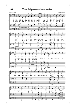 Hinário CCB (192) Quão Fiel Promessa Jesus Nos Fez score for Organ