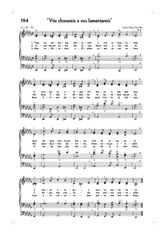 Hinário CCB (194) Vós Chorareis E Vos Lamentareis score for Organ