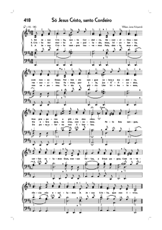 Hinário CCB (418) Só Jesus Cristo Santo Cordeiro score for Organ