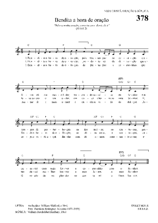 Hinário Para o Culto Cristão Bendita A Hora Da Oração score for Keyboard