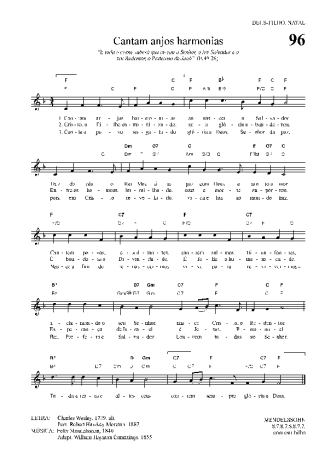 Hinário Para o Culto Cristão Cantam Anjos Harmonias score for Keyboard