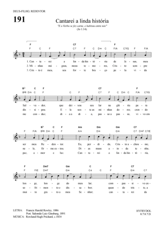 Hinário Para o Culto Cristão Cantarei A Linda História score for Keyboard