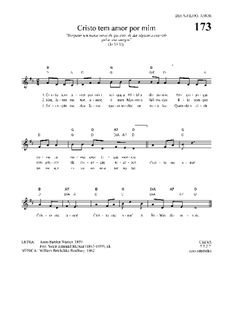 Hinário Para o Culto Cristão Cristo Tem Amor Por Mim score for Keyboard