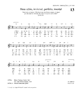 Hinário Para o Culto Cristão Deus Sábio Invisível Perfeito Imortal score for Keyboard
