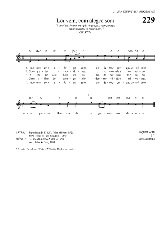 Hinário Para o Culto Cristão Louvem Com Alegre Som score for Keyboard