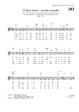 Hinário Para o Culto Cristão Ó Deus Eterno Vem Me Conceder score for Keyboard