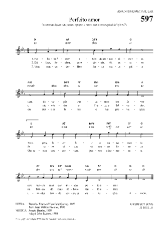 Hinário Para o Culto Cristão Perfeito Amor score for Keyboard