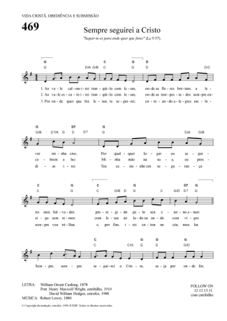 Hinário Para o Culto Cristão Sempre Seguirei A Cristo score for Keyboard