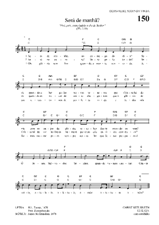 Hinário Para o Culto Cristão Será De Manhã? score for Keyboard